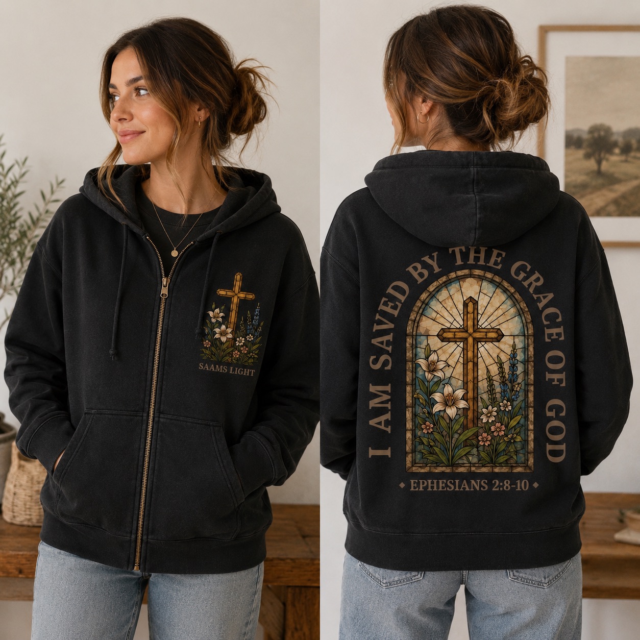 Womens Saved By Grace Zipup
