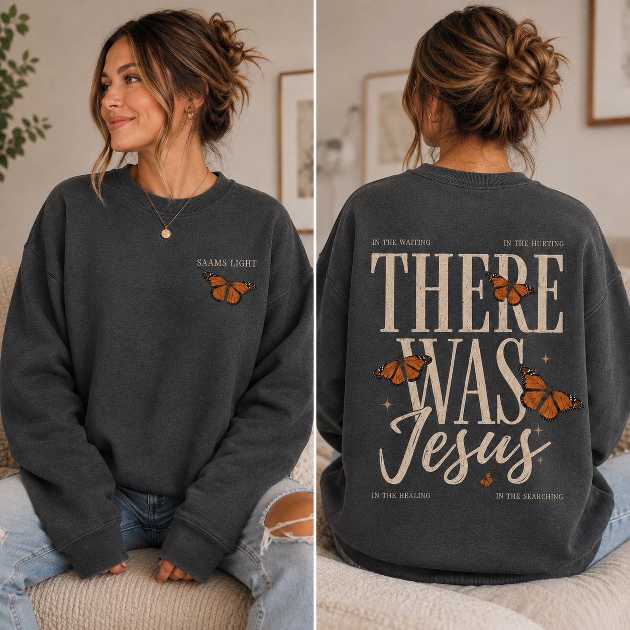 There Was Jesus Dark Heather Crewneck